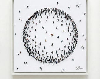 World People Original Ölgemälde von Aroman S. Zeitgenössische Pop Art Figur auf Leinwand Moderne Wandkunst