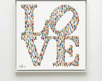 Liebe Original Ölgemälde von Aron S. Zeitgenössische Pop Art Figur auf Leinwand