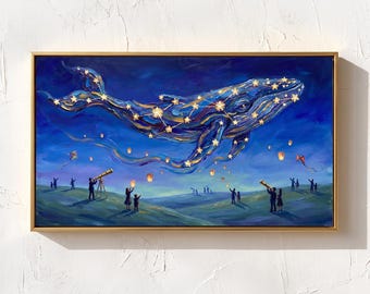 Celestial Whale — Original Oil Painting by Aaron S. | Contemporary Ocean Art on Canvas