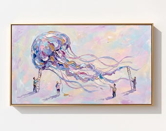 Jellyfish Drift — Original Oil Painting by Aaron S. | Contemporary Marine Art on Canvas