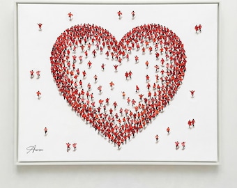 Herz der Liebe Original Ölgemälde von Aron S. Zeitgenössische Pop Art auf Leinwand