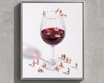 Wine Pool Party — Original Oil Painting by Aaron S. | Contemporary Still Life Art on Canvas