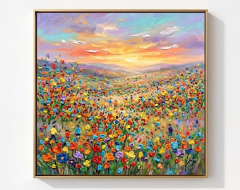 Fields of Color — Original Oil Painting by Aaron S. | Contemporary Floral Art on Canvas