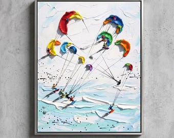 Paragliding Playground — Original Oil Painting by Aaron S. | Contemporary Adventure Art on Canvas