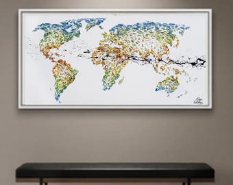 60" Bild, Weltkarte Erde Bild, Erde Bild, schöne Farben, dicke Schichten, sieht luxus aus von Koby Feldmos