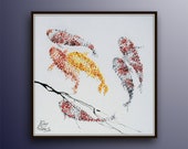 Painting 35 quot Koi fish for Luck - Feng shui painting, Modern, luxury looks, thick layers, Express shipping worldwide, by Koby Feldmos
