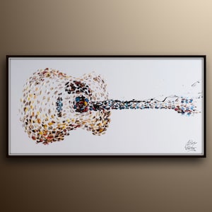 Classic Guitar Oil Painting 55", Original & Handmade , oil on canvas, beautiful thick layers of paint, Art on canvas, by Koby Feldmos