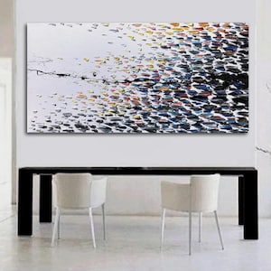 AMAZING! 60" Abstract painting Black white and colors , beautiful thick texture of oil, large painting original painting by Koby Feldmos image 5