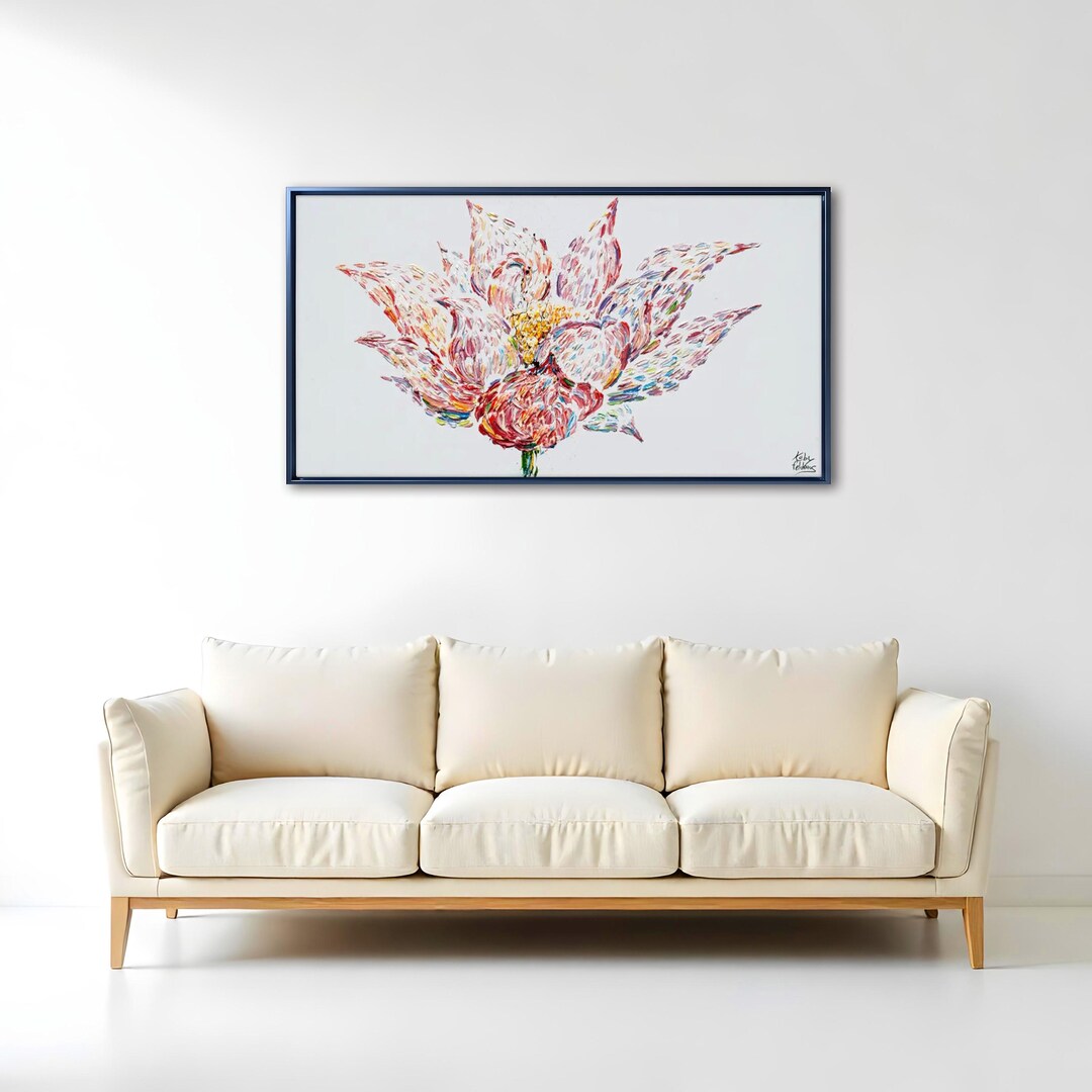 Lotus Flower 60" Painting Original Oil Painting on Large Canvas, Art ...