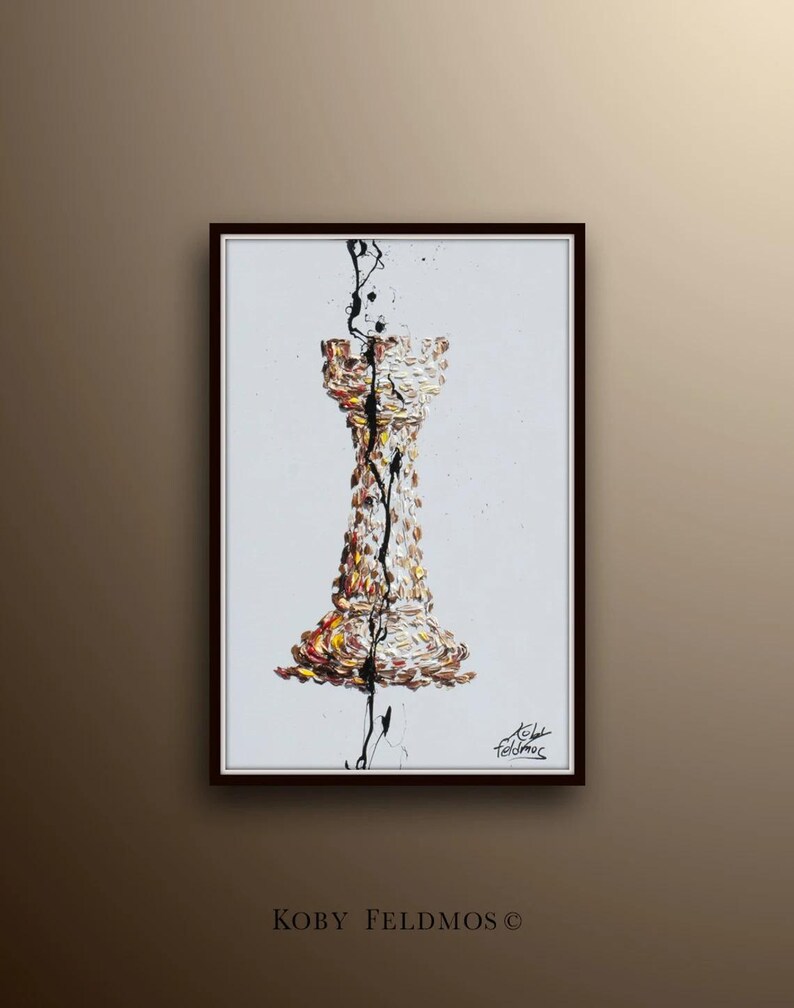 Chess Set 4 paintings- painting - Checkmate Original oil painting on canvas, office gift idea, gift for husband, by Koby Feldmos image 6