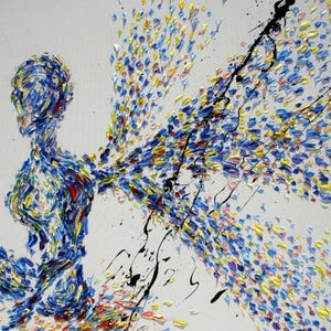 Painting Fairy wishing 50" Original oil painting on canvas, thick layers, beautiful relaxing oil colors, Handmade art by Koby Feldmos image 2