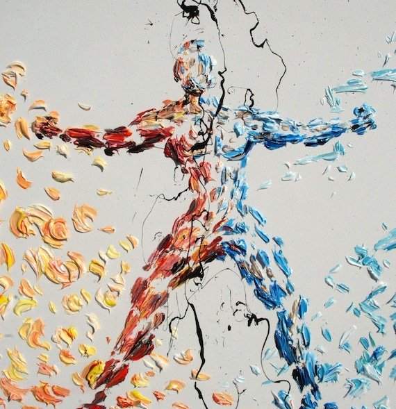 Heart Vs. Brain Conflict 55 Original Oil Painting on Canvas, Cold and Warm  Colors, Textured Artwork, Handmade by Koby Feldmos - Etsy