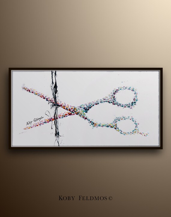 55 Scissors Barber Hair Salon Thick Oil Paint Impasto Etsy