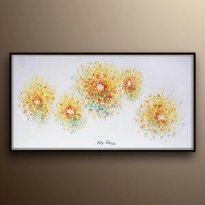 Abstract Sunflowers 50&quot; oil Painting original handmade painting on canvas,, large size, thick layers, Modern art, By Koby Feldmos