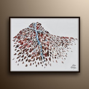 Mount of Holy cross 40&quot; original art mountain, religious art, cross, jesus, mountain cross, christian art painting by Koby Feldmos