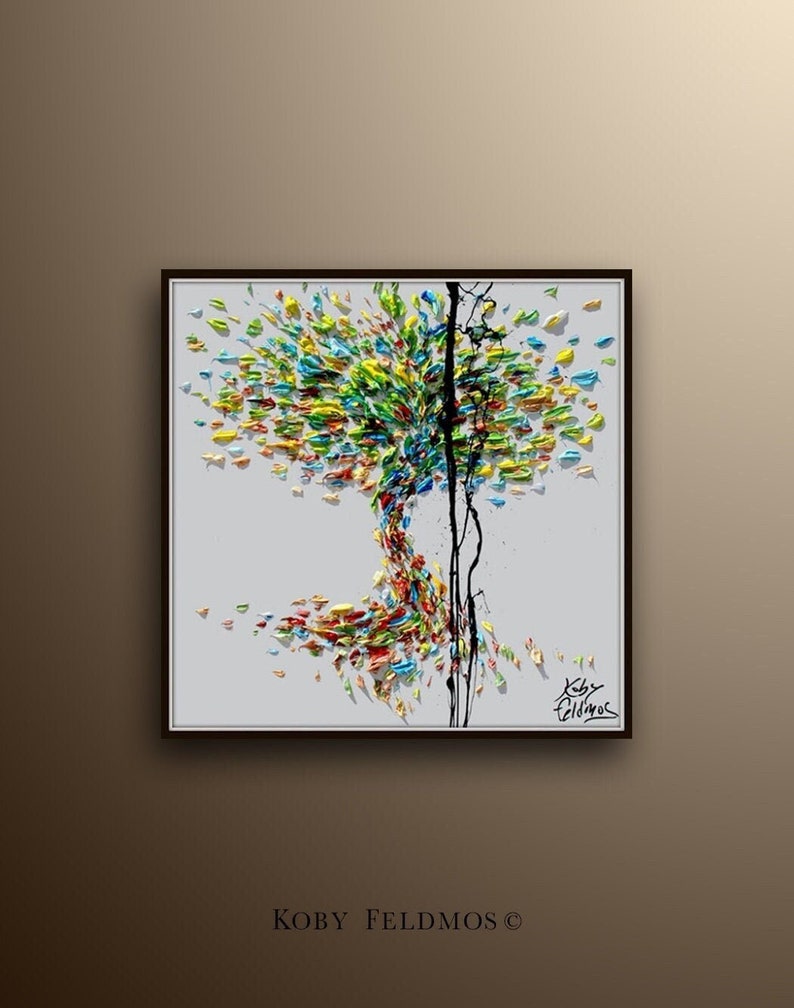 Tree 25 Original oil painting on canvas, Luxury thick layers tree of Life, Gives extremely good vibes, by Koby Feldmos image 1