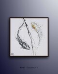 Koi Fish 25"x25" painting, black white colors, , beautiful relaxing composition, oil on canvas, animals, modern, by Koby Feldmos product logo
