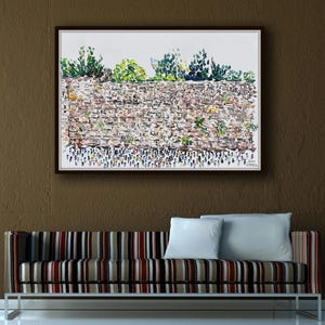 Western wall 40" wailing wall kotel, original oil painting, jewish art, judaism, religious art old city Jerusalem, by Koby Feldmos image 4