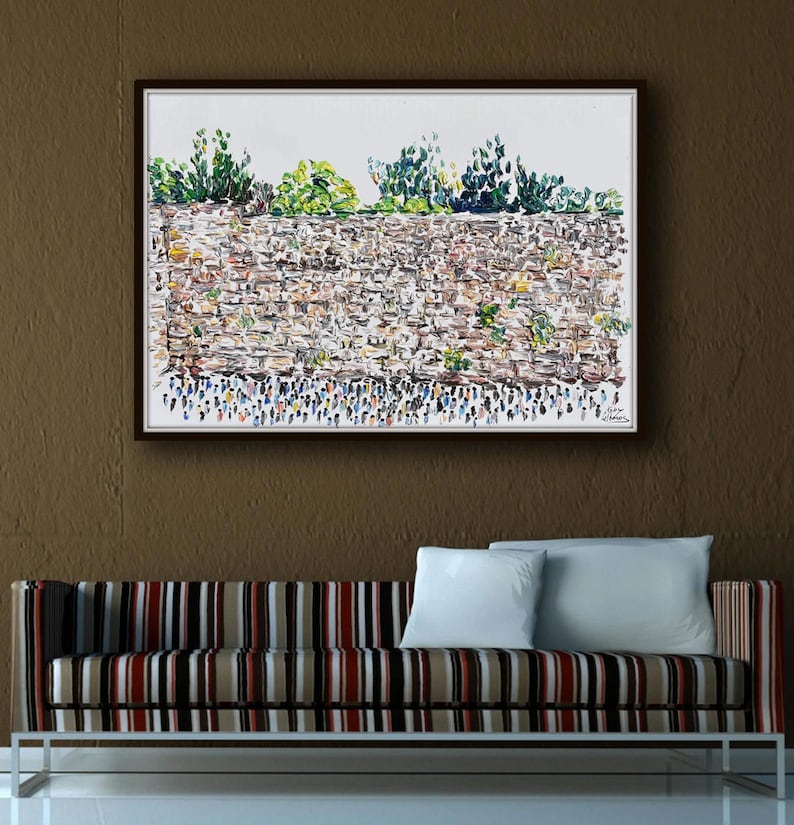 Western wall 40" wailing wall kotel, original oil painting, jewish art, judaism, religious art old city Jerusalem, by Koby Feldmos image 4