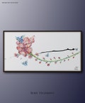 Flowers and butterflies 55" Oil Painting, Original Hand Made Art Canvas, painting, Abstract Modern Style, By Koby Feldmos product logo