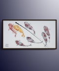 Koi fish Feng shui luck 67" painting , oil Painting on canvas for good luck, number 8 luck, Original Handmade art, By Koby Feldmos product logo