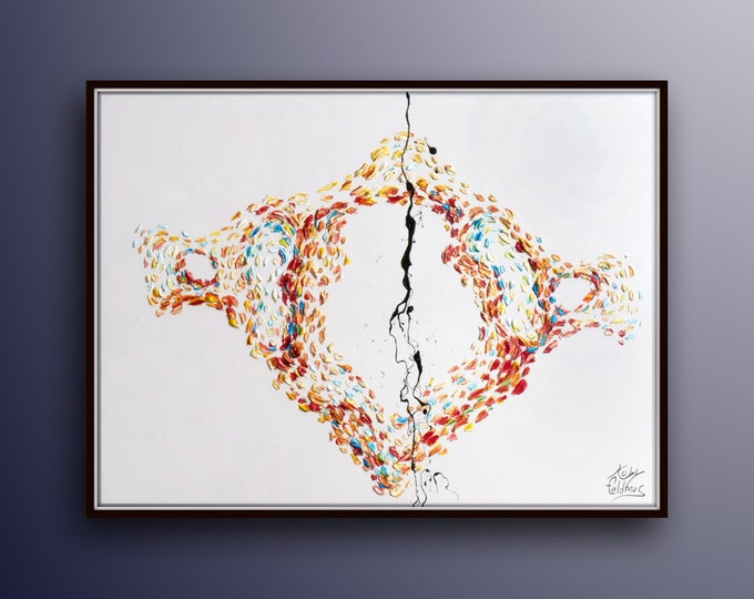 Spine Atlas vertebrae Painting 40" oil painting on canvas, art, gift idea, thick layers, modern style, By Koby Feldmos