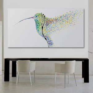 Painting Hummingbird 55 Original oil painting on canvas, Clean Modern looks, Beautiful refreshing colors, Express shipping, Koby Feldmos image 5