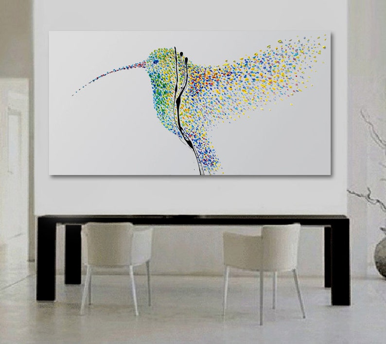 Painting Hummingbird 55 Original oil painting on canvas, Clean Modern looks, Beautiful refreshing colors, Express shipping, Koby Feldmos image 5