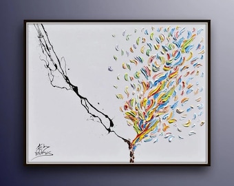 Entscheidet 40" Erstaunliche Idee, wunderschöne Textur und Optik, Originalkunstwerk auf Leinwand von Koby Feldmos