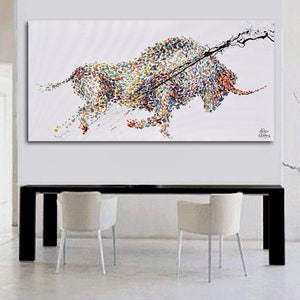 Painting Animal 55 Bull Painting Abstract Painting on canvas, Original & HandMade Oil painting, Koby Feldmos image 5