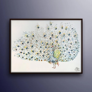 Animal Peacock 40&quot; Painting For art lovers ! Thick texture extremely beautiful original art by Worldwide famous artist koby Feldmos