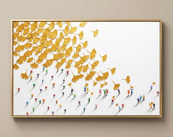 Golden Ginkgo Drift — Original Oil Painting by Aaron S. | Contemporary Nature Art on Canvas