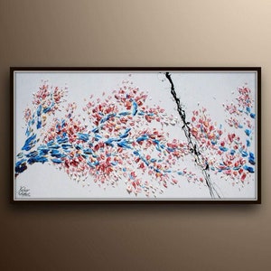 Tree painting Sakura 55" Japanese Cherry tree (for long living), very calming colors, Original oil painting, by Koby Feldmos