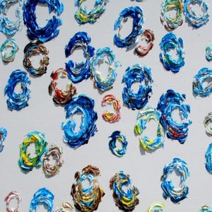 Abstract oil Painting 35" Abstract Curtain of Blue balls Amazing texture, oil painting on canvas, Handmade and art, Koby Feldmos image 2