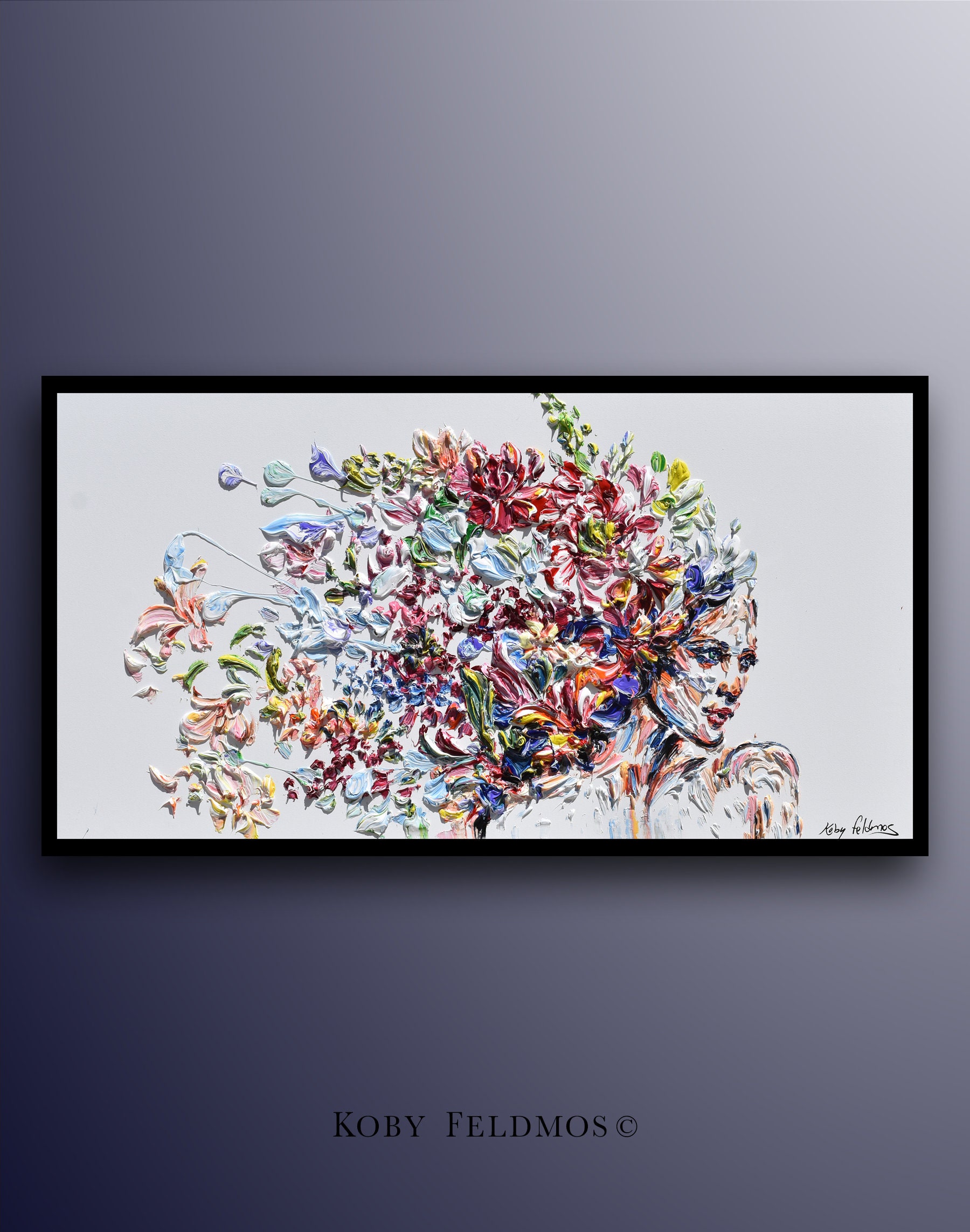 Abstract woman 48" original oil painting by Koby Feldmos