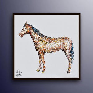 Paard schilderij 25&quot; origineel olieverfschilderij op canvas, dikke lagen, dierenschilderij, dierenkunst, prachtig paard door Koby Feldmos