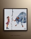 Fearless Girl Wall 35" street famous statue stock market wall street business painting original oil painting by Koby Feldmos product logo
