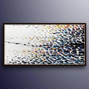 AMAZING! 60" Abstract painting Black white and colors , beautiful thick texture of oil, large painting original painting by Koby Feldmos image 1