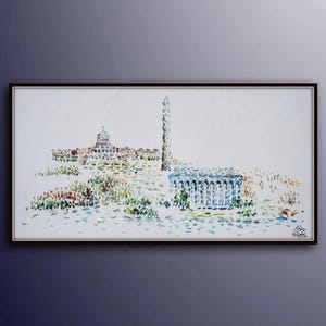 Washington DC Skyline 50&quot; Fine Art, Stadtlandschaft Malerei, Gebäude, Wolkenkratzer, schöne Skyline, original Gemälde, Koby Feldmos