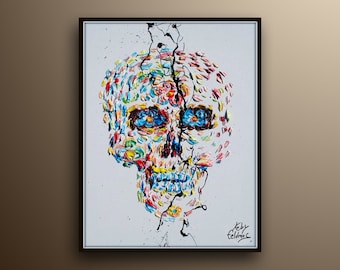 The Day of Dead 40" original oil painting on canvas, modern contemporary art, beautiful thick layers, by Koby Feldmos