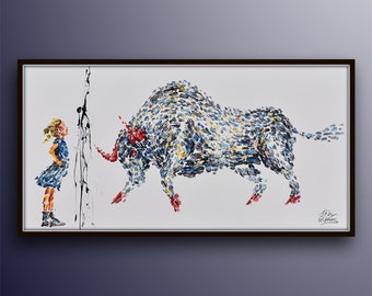 Office painting 60", oil painting on canvas,  Stock exchange market, business art, art for office, Koby Feldmos