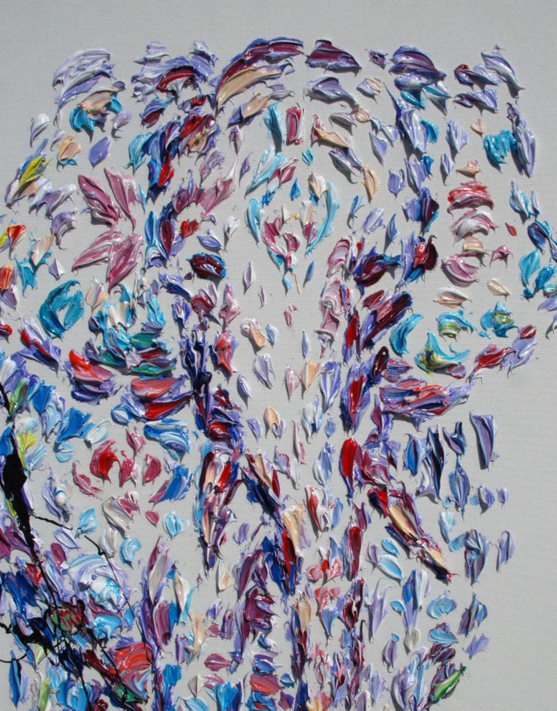 カンボジア産、絵画(油絵) カンボジアの象 30インチの油絵。とてもユニークな美しい色彩