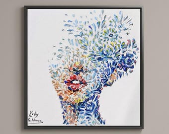 Abstract woman 35" original oil painting by Koby Feldmos