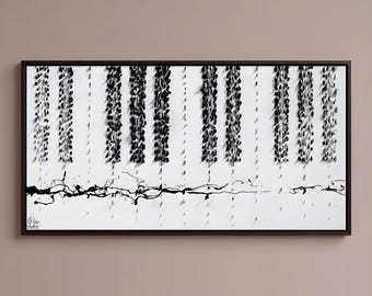 Painting Piano 60", beautiful oil painting on canvas, black and white tones, abstract painting, classic Koby Feldmos painting