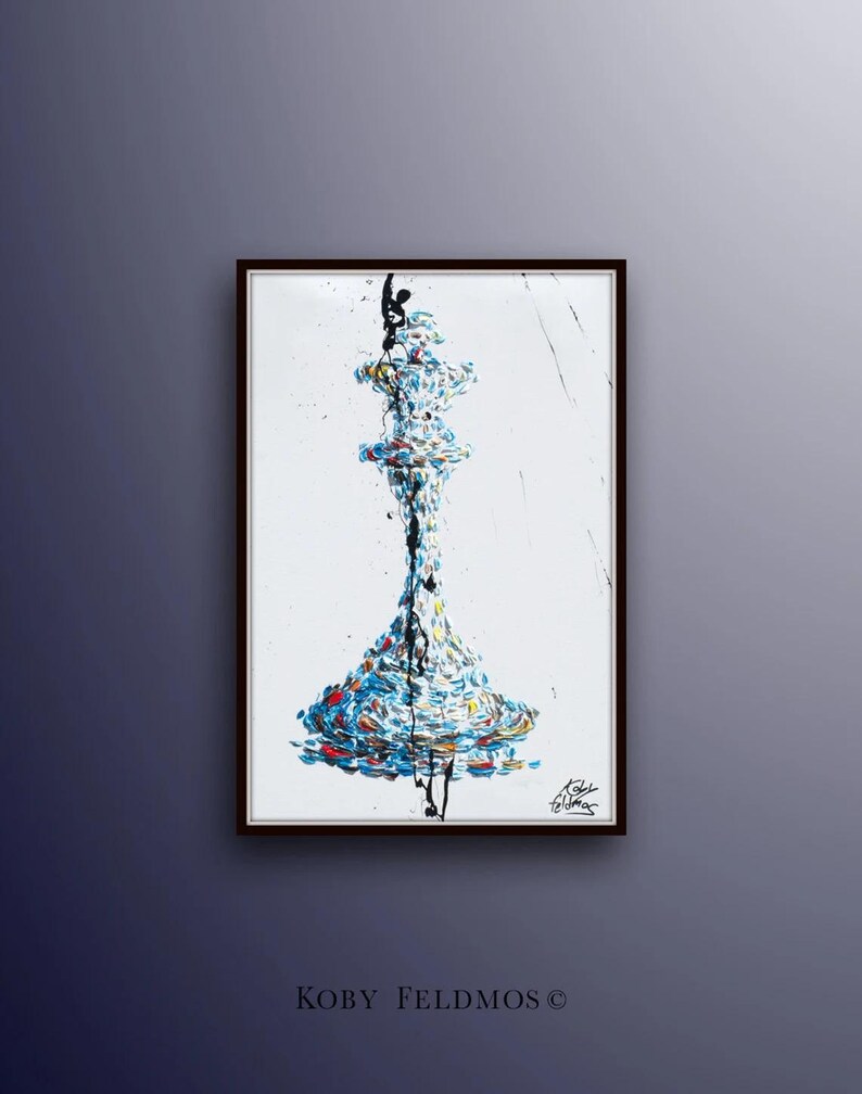 Chess Set 4 paintings- painting - Checkmate Original oil painting on canvas, office gift idea, gift for husband, by Koby Feldmos image 4