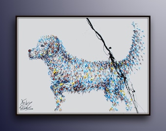 Dog painting animal 40", Pet painting, Original oil painting , Express shipping, By Koby Feldmos