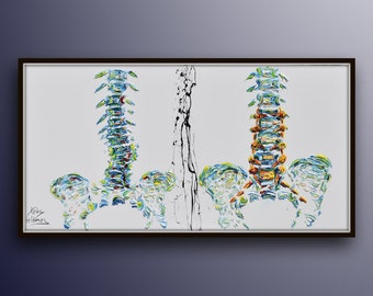 Skloyose Chirurgie 55"- Wirbel, Wirbelsäule, Malerei, Ölgemälde, Geschenkidee, Chiropraktiker, medizinische Kunst, Von Koby Feldmos