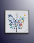 Outrageous beautifully 35" !!! Spring Butterfly original oil painting on canvas, colorful flowers, by Koby Feldmos product logo