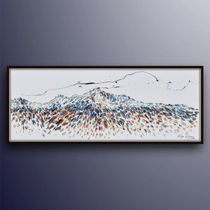 Longs Peak Mountain 60", Original hand made oil  Painting colors ,thick paint , by Koby Feldmos