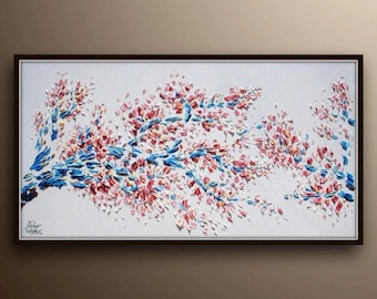 Sakura painting 60", Large Painting, original oil painting on canvas by Koby Feldmos